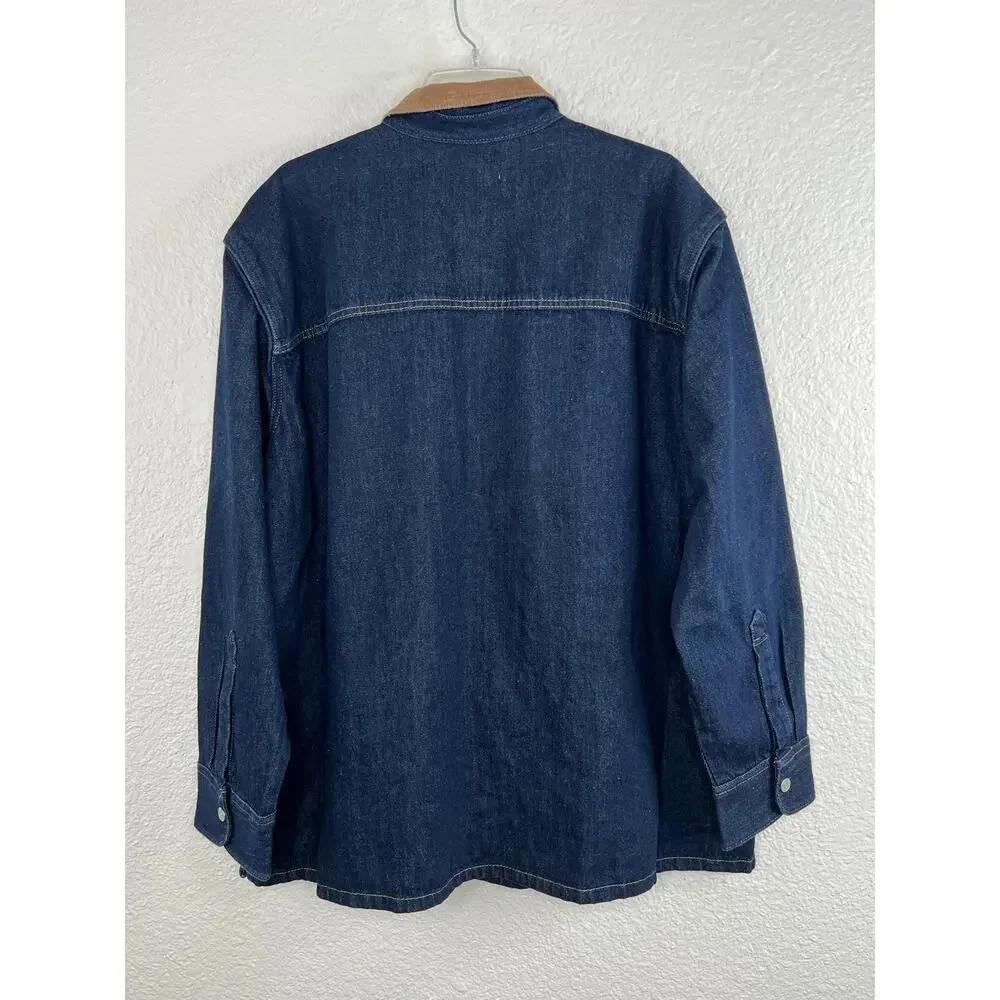 Levis Chore Barn Coat Shacket Denim XL Blue Jean Corduroy Collar Utility NWT - Picture 4 of 9